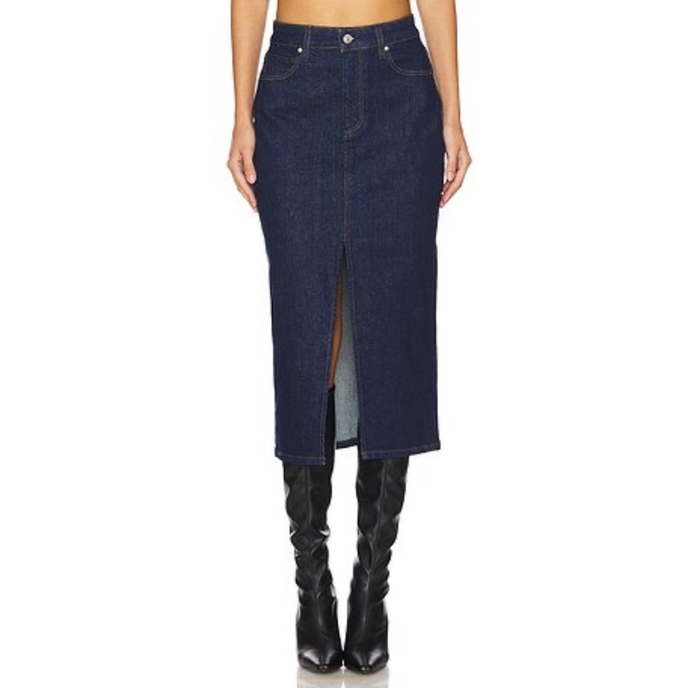 RE/DONE Midi Denim Skirt Womens 26 Blue Heritage Rinse‎ Organic Cotton NEW
